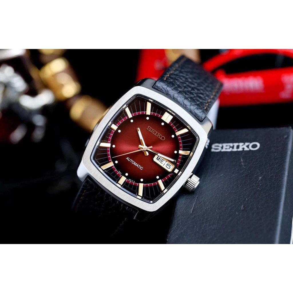 Đồng hồ Seiko máy cơ Automatic dây da vuông