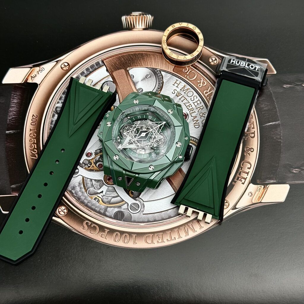 Đồng hồ Hublot nam Green Ceramic Big Bang Sang Bleu II BBF 45mm - patek seiko omega rado hublot orient rolex patek philippe longine