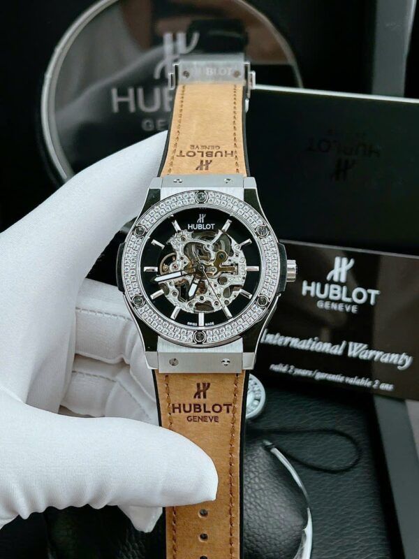 Đồng hồ Hublot Skeleton nam máy lộ cơ 42mm dây vàng vỏ trắng - patek seiko omega rado hublot orient rolex patek philippe longine sk