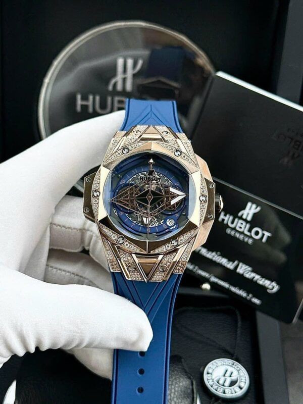 Đồng hồ Hublot Big Bang Sang Bleu nam đính đá cao cấp 45mm - patek seiko omega rado hublot orient rolex patek philippe longine sk