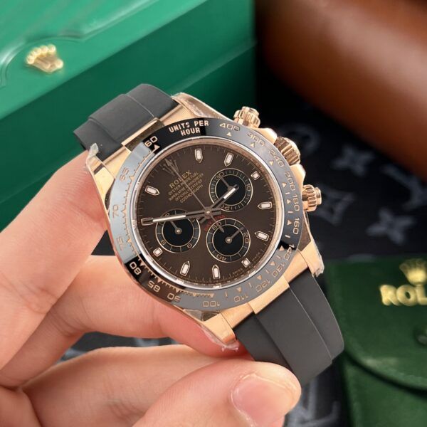 Đồng hồ Rolex Daytona mặt chocolate dây cao su nhà máy BT 40mm - patek seiko omega rado hublot orient sk rolex patek philippe longine 