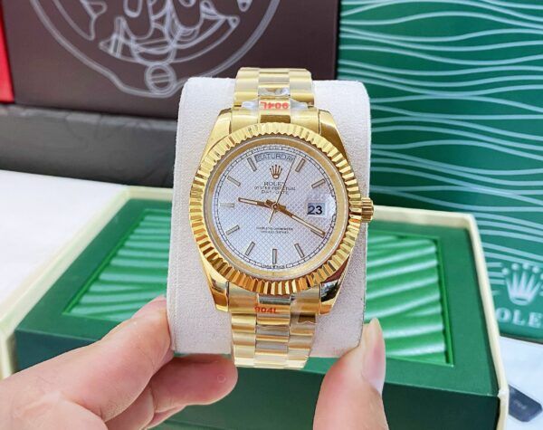 Đồng hồ Rolex Day-Date nam mặt vân trắng vàng Gold cao cấp 40mm - patek seiko omega rado hublot sk orient  rolex patek philippe longine