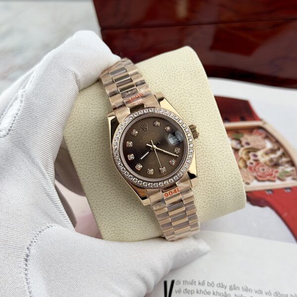 Đồng hồ Rolex DateJust nữ mặt chocolate đính đá giá rẻ 31mm - patek seiko omega rado sk hublot orient rolex patek philippe longine