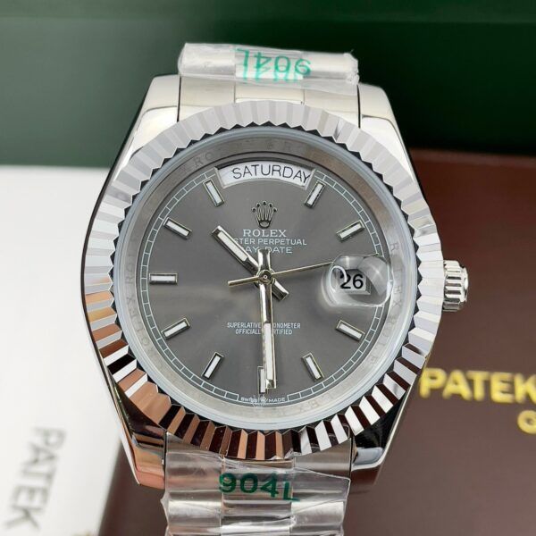 Đồng hồ Rolex Day-Date dial gray nam dây kim loại 40mm - patek seiko omega rado sk hublot orient rolex patek philippe longine