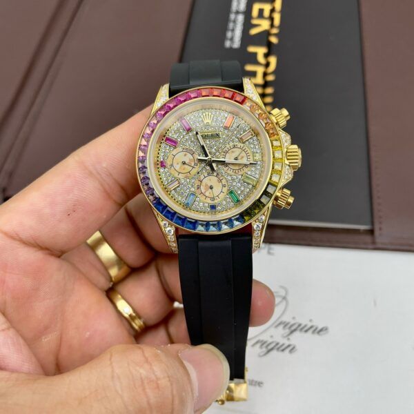 Đồng hồ Rolex Daytona vàng gold nam đính đá cao cấp 40mm - patek seiko omega rado sk hublot orient rolex patek philippe longine