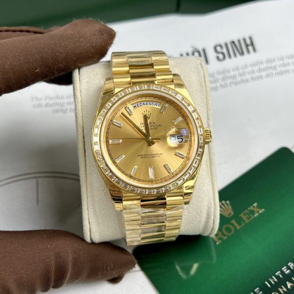 Đồng hồ Rolex Day-Date Yellow Gold đính đá baguette 40mm - patek seiko omega rado sk hublot orient rolex patek philippe longine