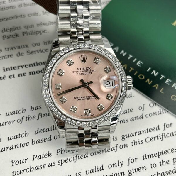 Đồng hồ Rolex nữ DateJust mặt màu hồng EW Factory 31mm - patek seiko omega rado sk hublot orient rolex patek philippe longine