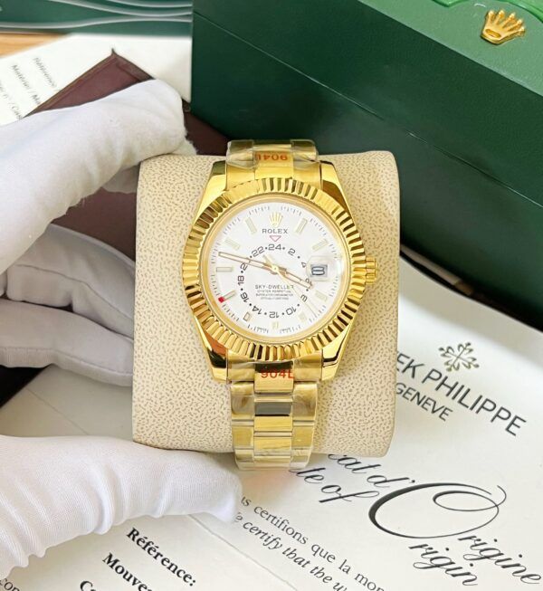 Đồng hồ Rolex Sky-Dweller vàng gold dây kim loại 41mm - patek seiko omega rado sk hublot orient rolex patek philippe longine