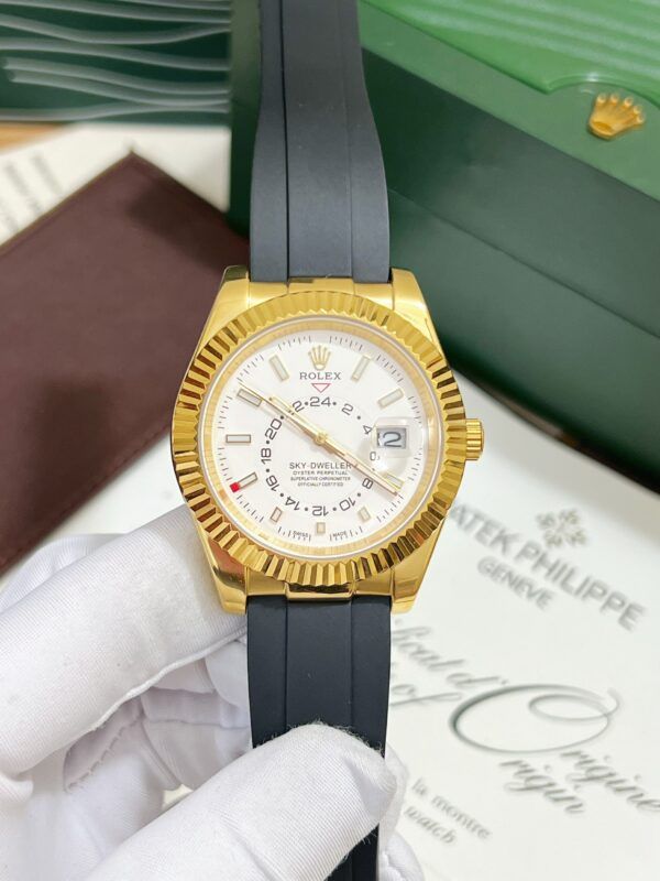 Đồng hồ Rolex Sky-Dweller vàng gold dây cao su 41mm - patek seiko omega rado sk hublot orient rolex patek philippe longine