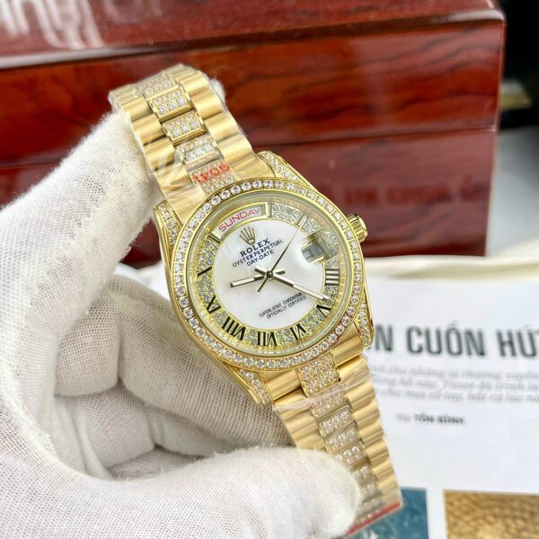Đồng hồ Rolex Day-Date nam vàng Gold đính đá cao cấp 38mm - patek seiko omega rado sk hublot orient rolex patek philippe longine