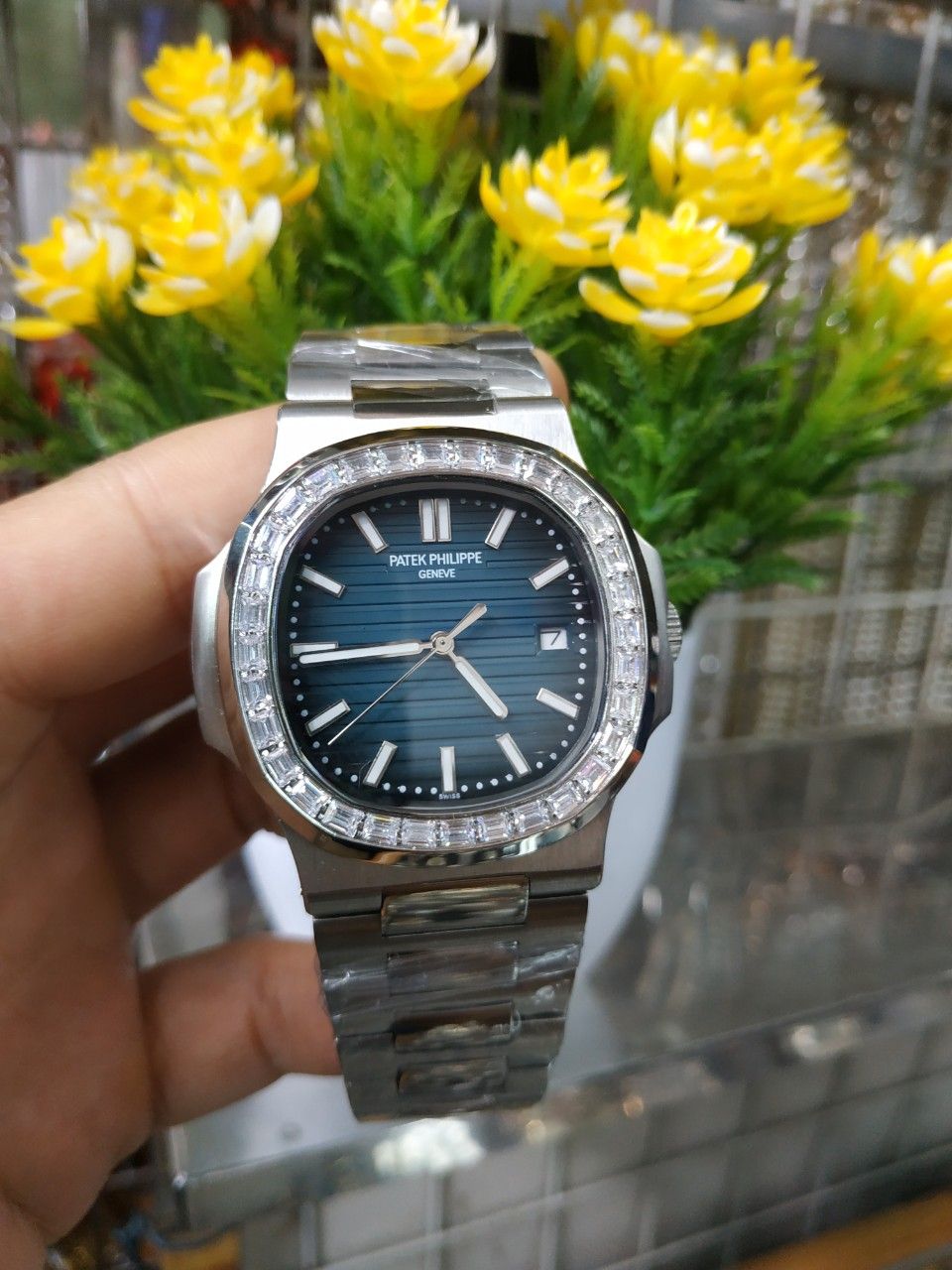 ĐỒNG HỒ PATEK PHILLIPE NAM AUTOMATIC NAUTILUS MẶT TRĂNG DÂY KIM LOẠI - patek seiko omega rado hublot orient rolex patek philippe longine