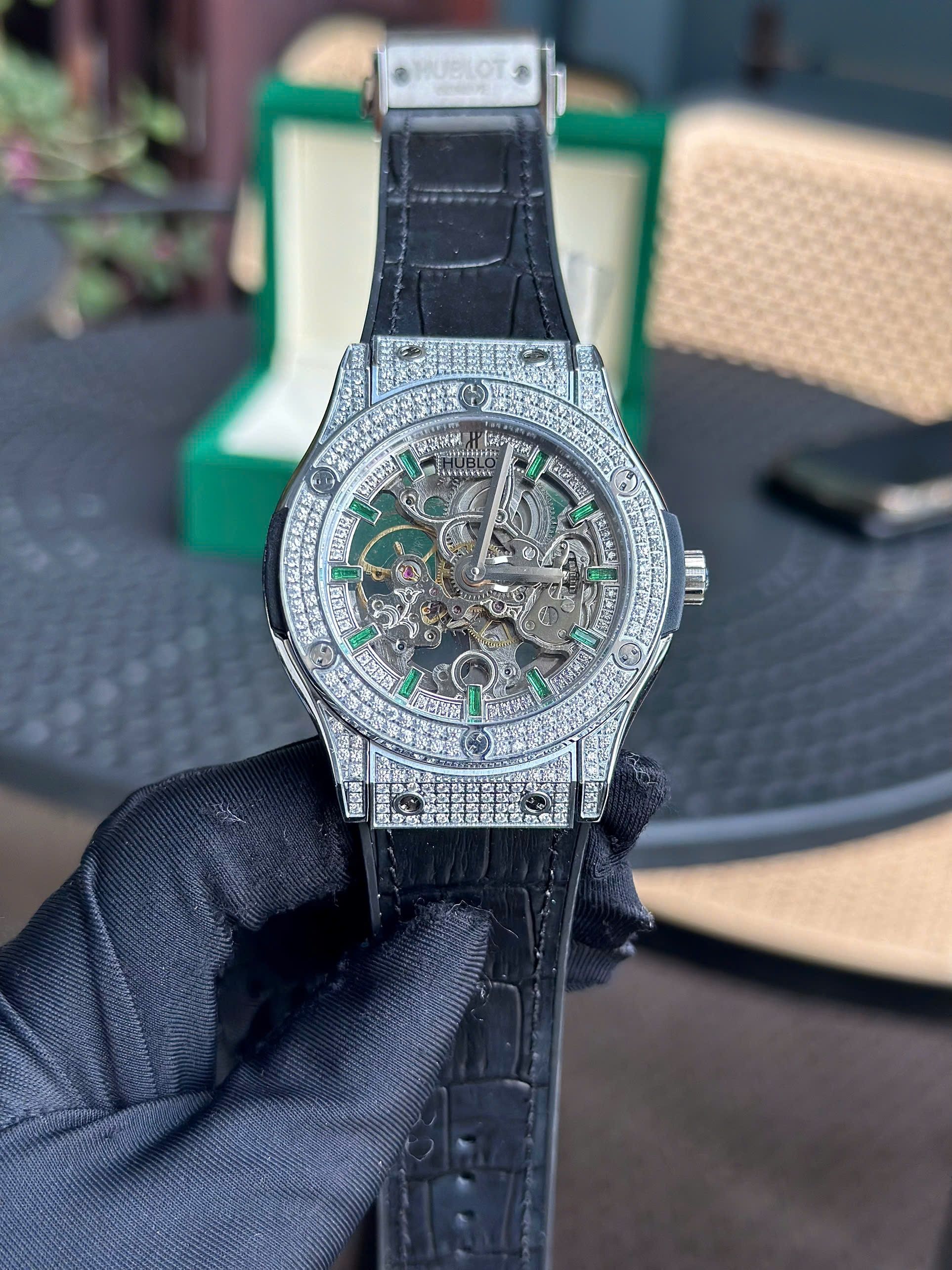 Đồng Hồ Nam Hublot F1 Tourbillon Automatic Đính Đá Lộ Máy (42mm) - patek seiko omega rado sk hublot orient rolex patek philippe longine